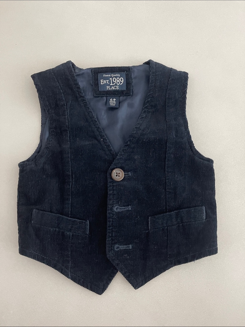 1989 Place Kids Navy Corduroy Vest